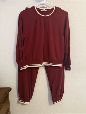 Workshop Republic Clothing Maroon Sweatshirt with White Trim